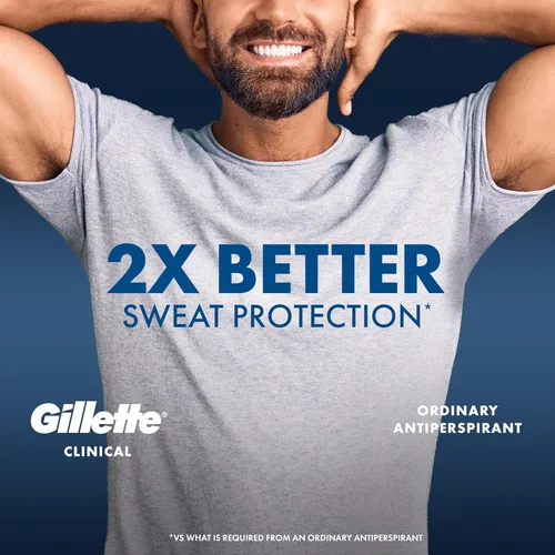 Vista 6 de Gillette Antitranspirante clínico y desodorante para hombres, protección contra el sudor y el olor 72 horas, frescura de larga duración, tecnología