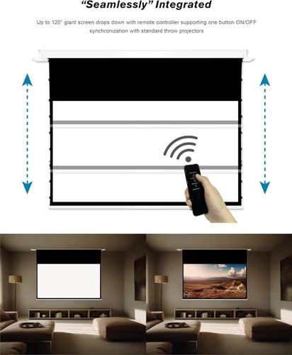 Vista 2 de VIVIDSTORM - Pantalla de proyector de cine blanco con tensión motorizada Phantom empotrada en el techo desde 2004-72 pulgadas para proyector normal