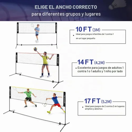 Vista 3 de BAGAIL Badminton Net, Height Adjustable (Up to 5.1')
