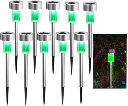 Vista 11 de 10pcs azul LED al aire libre jardín de acero accionado solar lámpara de luz de paisaje