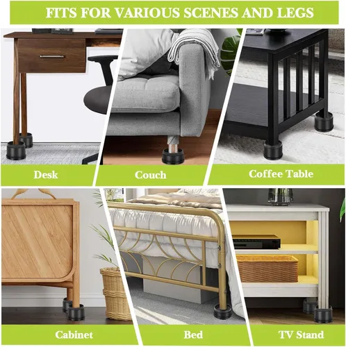 Vista 3 de Paquete de 12 elevadores de muebles de 1 pulgada, elevadores de cama ajustables resistentes para mesa, escritorio, sofá, silla, gabinete, marco