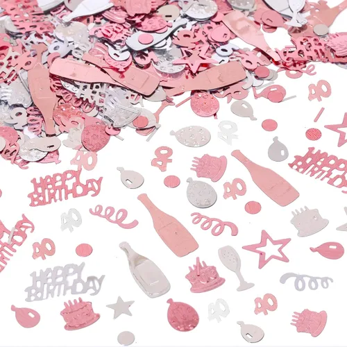 Vista 11 de Confeti de cumpleaños número 13, confeti de oro rosa número 13, confeti de papel de aluminio metálico, estrella para pastel de cumpleaños, confeti