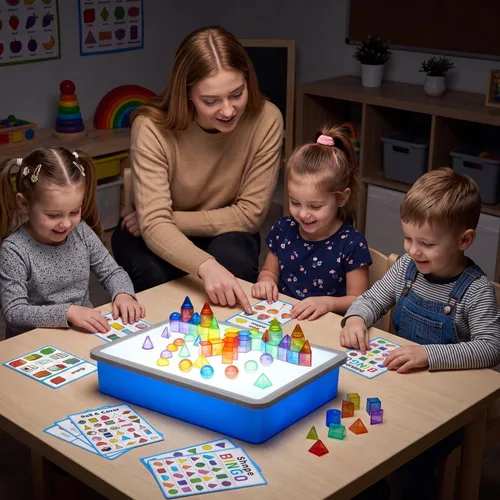 Vista 3 de 60 piezas de formas 3D para enseñanza - Manipulativos de mesa ligera - Formas geométricas para el aula