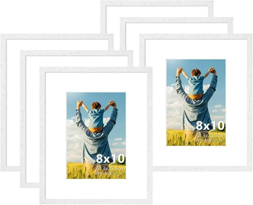Vista 16 de ATOBART Portarretratos de madera negra de 4 x 6 pulgadas, paquete de 6 marcos de fotos de cristal Plexi para colgar en la pared y la mesa, juego de 6
