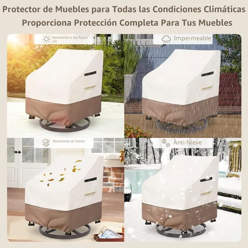 Vista 6 de Fundas impermeables para sillas de patio, paquete de 2, 27.5 Beige