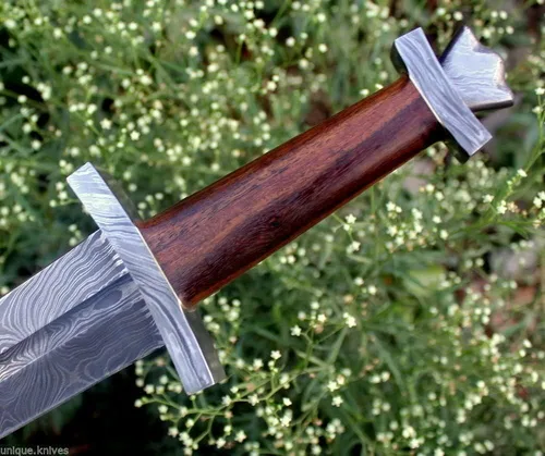 Vista 6 de 32 Unique Blades - Espada vikinga lista para la batalla de espiga completa de 32 pulgadas con funda de acero de Damasco personalizada (vikingo)