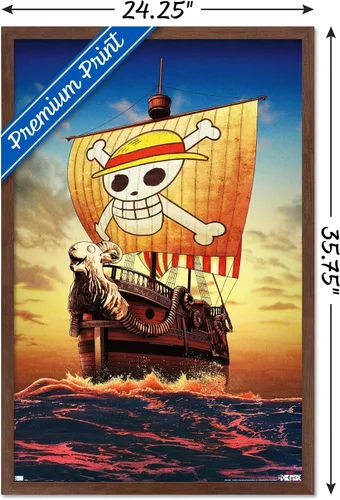Vista 3 de Trends International Netflix One Piece - Póster de pared de una hoja, 22.37 x 34.00 pulgadas, versión enmarcada de caoba