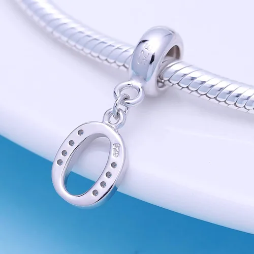 Vista 69 de ABUN Abalorio de plata de ley 925 con letra A a la Z, espaciador de inicial, con circonita cúbica transparete colgante, auténtica, para pulseras