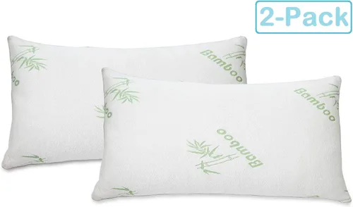 Vista 3 de All American Collection Soft Home Bedroom Premium Hotel Quality 2 piezas almohada de espuma viscoelástica triturada para dormir (King, blanco)