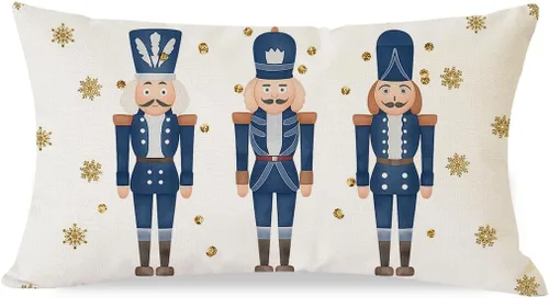 Vista 9 de PANDICORN - Funda de almohada decorativa de Cascanueces de Navidad 12x20 pulgadas, decoración de Navidad en negro con Cascanueces, cojín decorativo
