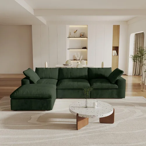 Vista 86 de Cloud - Sofá modular convertible de 80.3 pulgadas en forma de L para sala de estar con otomana de almacenamiento, sofás profundos minimalistas, Negro