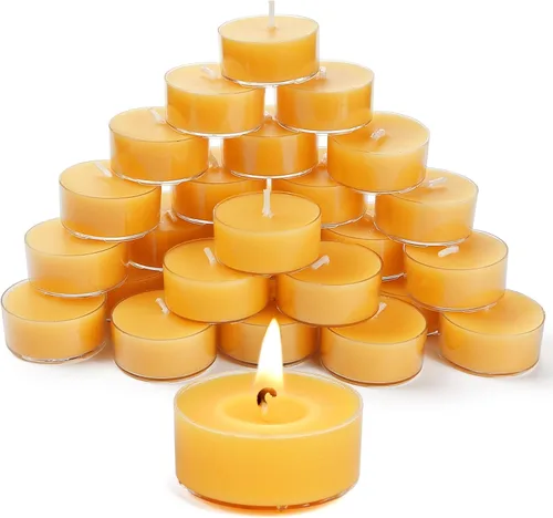 Vista 11 de DEYBBY Velas de té de cera de abeja natural sin perfume, paquete de 10