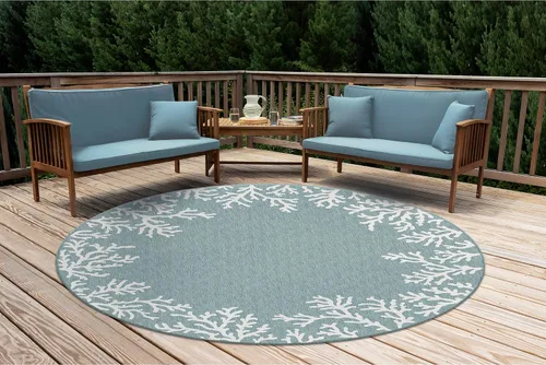 Vista 33 de Liora Manne Carmel - Alfombra decorativa de mezcla sintética para interiores y exteriores, de bajo perfil, contemporánea, decoración de peces Agua