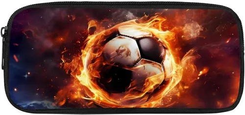 Vista 20 de COEQINE Estuches escolares para niños, con patrón de fútbol, para escuela secundaria, organizador de lápices de gran capacidad con cremallera