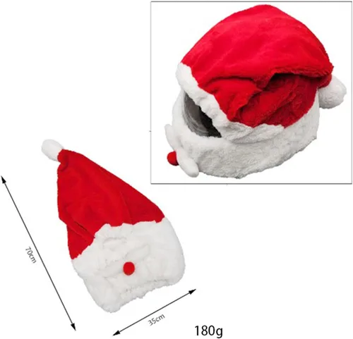 Vista 6 de Cubierta de casco de motocicleta de Papá Noel de Navidad, accesorios de decoración para montar en Navidad, Santa motocicleta, cubierta de casco