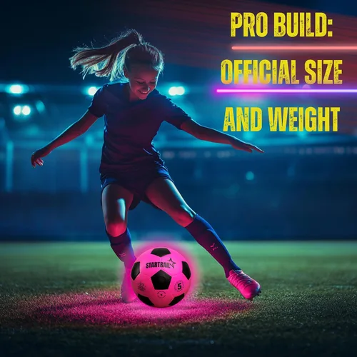 Vista 8 de Pelota de fútbol que brilla en la oscuridad Regalo deportivo para niñas de 6 a 15 años Pelota LED iluminada con 3 baterías extra y bomba