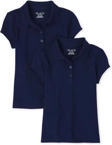 Vista 8 de The Children's Place Girls' Short Sleeve Pique Polo, 2 Pack Daybreak paquete de 2
