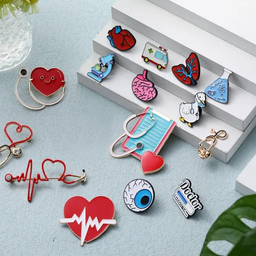 Vista 2 de 16 alfileres médicos para enfermera, estudiante, para enfermera, temporada, alfileres esmaltados para joyería, ropa, mochilas, chaquetas, accesorios