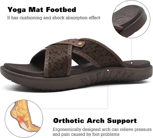 Vista 3 de ONCAI Sandalias cruzadas para hombre, soporte de arco, sandalias deportivas con plantilla ortopédica para fascitis plantar