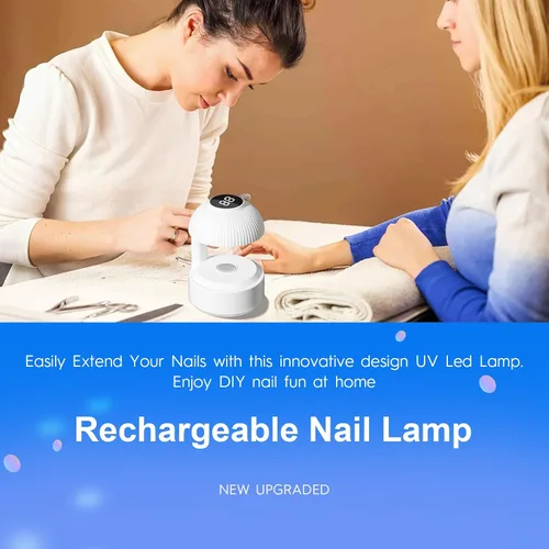 Vista 2 de WEVILI Mini luz UV para uñas, lámpara de uñas portátil de 9 W, 5 LED secador de uñas con cable USB para todos los esmaltes de gel