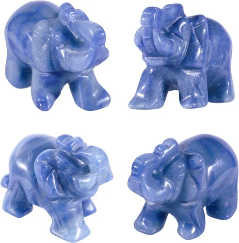 Vista 5 de Amogeeli Figura de elefante de cristal curativo de 1.5 pulgadas, tronco tallado a mano, estatua de animal de piedra de elefante, decoración