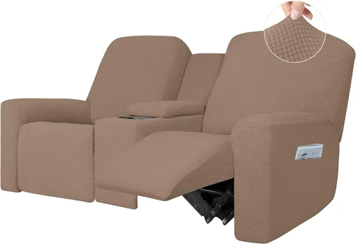 Vista 14 de Easy-Going 1 pieza sofá biplaza reclinable con funda de consola central Negro