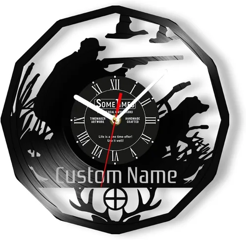 Vista 10 de The Geeky Days Reloj de pared de caza, 7 colores cambiantes, reloj de pared silencioso sin tictac, luz nocturna LED, vida silvestre, caza