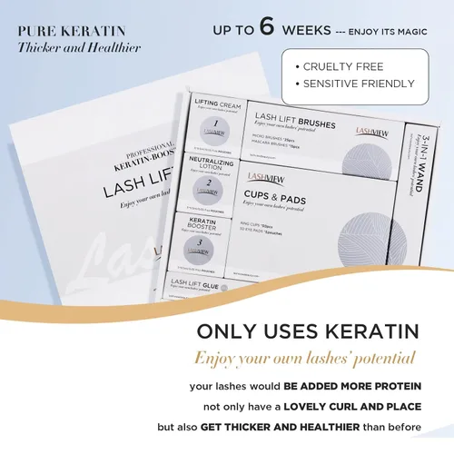 Vista 3 de LASHVIEW Kit de elevación de pestañas, kit profesional de pestañas permanentes, conjunto líquido, semipermanente, rizado permanente, extensión