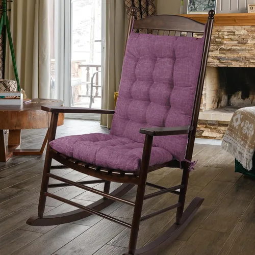 Vista 8 de ELFJOY Cojín extragrande para silla mecedora, de lino grueso, para respaldo y asiento, juego de 2 piezas con lazos