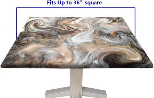 Vista 6 de RenteriaDecor Manteles Cuadrados de Mesa de Mármol con Ajuste, Textura de Marmoleado Retro Impermeable de Limpieza Fácil con Borde Elástico