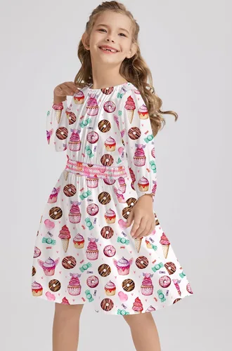 Vista 5 de Vestido floral con cintura fruncida para niñas, ropa de juego para la iglesia, vacaciones, vestido midi suave con bolsillos