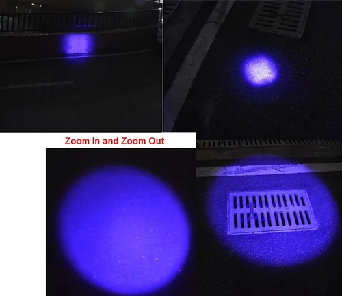 Vista 4 de Linterna ultravioleta ultravioleta ultravioleta de 395 nm, luz negra, LED de alta potencia de 3 modos de 10 yardas de largo alcance, linterna UV