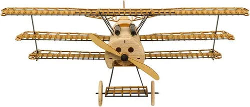 Vista 2 de Rompecabezas de madera 3D DIY Fokker DR1 Triplano Modelo Avión, Kit de avión modelo de madera Balsa cortado con láser, kits de avión para construir