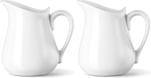 Vista 8 de Jarra de crema de leche de porcelana de 17 onzas con asa, jarra de cerámica blanca