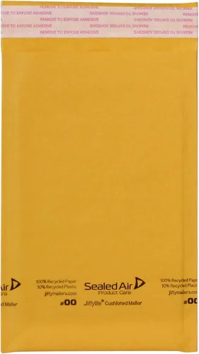 Vista 2 de Sealed Air Jiffylite - Sobre de burbujas autosellante, #00, cojín de celda de aire de burbujas de barrera, cierre autoadhesivo, 5 x 10, kraft