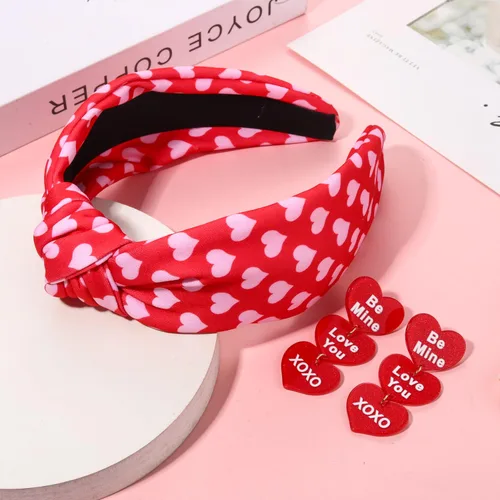 Vista 94 de YAHPERN Diadema para el día de San Valentín para mujer, colorida diadema de algodón con estampado de corazón de conversación XOXO Love, diadema