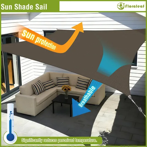 Vista 5 de Toldo rectangular de 11 x 11 pies, parasol resistente con cable de alambre y anillo en forma de A, toldo con bloqueo UV para patio, patio, césped