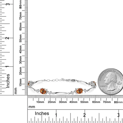 Vista 84 de Gem Stone King 925 Sterling Silver Gemstone Birthstone and White Created Sapphire Tennis Bracelet For Women Oval 7X5MM and 2MM 6 Inch + 1 Inch
