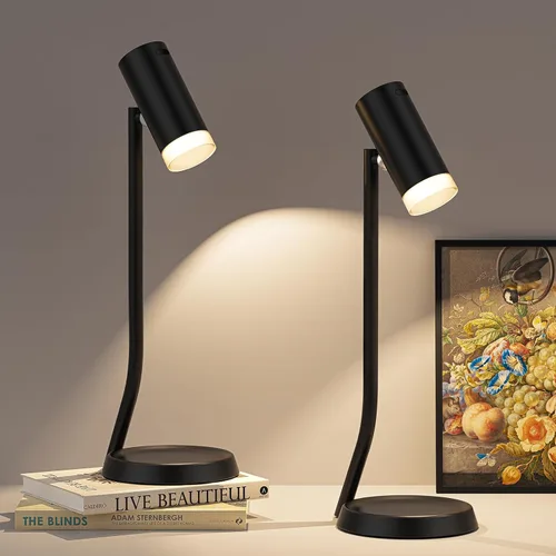 Vista 9 de PESUTEN Lámparas de mesa inalámbricas, luz de mesa portátil a pilas con cabezal de ángulo ajustable magnético, lámpara recargable de 5000 mAh