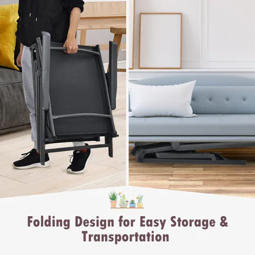 Vista 7 de Tangkula Sillón plegable para exteriores, tumbona reclinable con respaldo ajustable de 5 posiciones y reposapiés de 2 posiciones, no requiere
