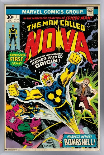 Vista 10 de Trends International Marvel Comics Nova - Póster de pared con portada #1, 14.725 x 22.375 pulgadas, versión enmarcada de madera de granero