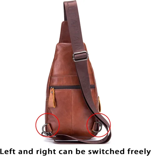 Vista 3 de LUKZIJAES Bolso bandolera de cuero genuino para hombre