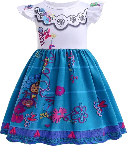 Vista 3 de Encanto Disfraz Mirabel para niños y niñas vestido Mirabel Madrigal vestido de princesa disfraz de cosplay falda estampada para cosplay 8T 512-551in