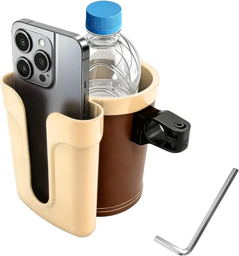 Vista 8 de Portavasos para bicicleta, soporte para botellas de agua para manillar de bicicleta con soporte para llaves de teléfono celular, jaula universal