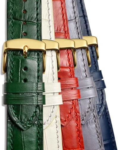 Vista 9 de WOCCI Watch Bands, Italian Leather, Embossed Alligator Grain, Choose Color & Width 14mm 18mm 19mm 20mm 21mm 22mm