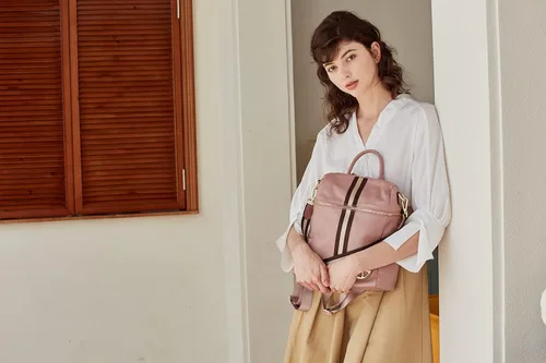 Vista 7 de BROMEN Women Backpack Purse Leather Anti-theft Travel Backpack Fashion Shoulder Handbag