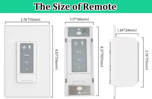 Vista 8 de Ventilador de techo de 3 velocidades con control remoto e interruptor de atenuación Combinación 2 en 1 de luz y control de pared, compatible