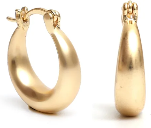 Vista 85 de Gempires - Aretes ligeros y gruesos, delicados y minimalistas, hipoalergénicos, chapados en oro, sin deslustre, diseño clásico, para uso diario