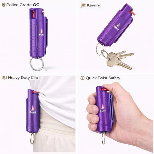 Vista 9 de Police Stun Gun Burn Pepper Spray Combo de defensa personal - M12 Morado