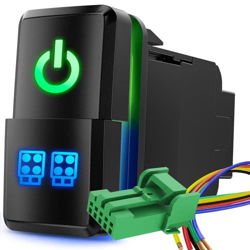 Vista 21 de Nilight Interruptor de Botón de Luces Auxiliares 12V Encendido/Apagado con Kit de Cable Conector 1.54" x 0.83" Repuesto para Toyota Tacoma Tundra